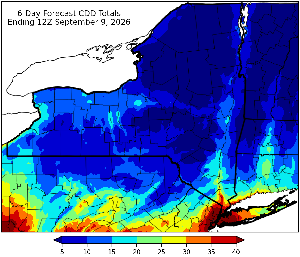 6-Day forecast degree day map