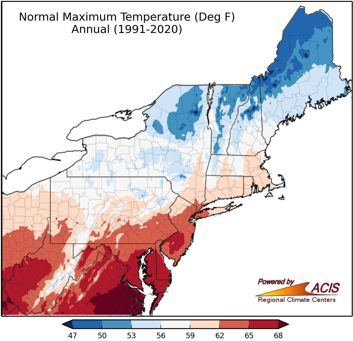 Selected climate normals map